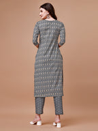 Ethnic Motifs Printed Cotton Kurta With Pant & Dupatta, Multicolor - Hiral Fashion - Distacart