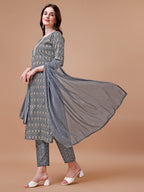 Ethnic Motifs Printed Cotton Kurta With Pant & Dupatta, Multicolor - Hiral Fashion - Distacart