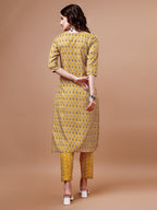 Ethnic Motifs Printed Cotton Kurta With Pant & Dupatta, Multicolor - Hiral Fashion - Distacart