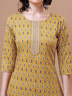 Ethnic Motifs Printed Cotton Kurta With Pant & Dupatta, Multicolor - Hiral Fashion - Distacart