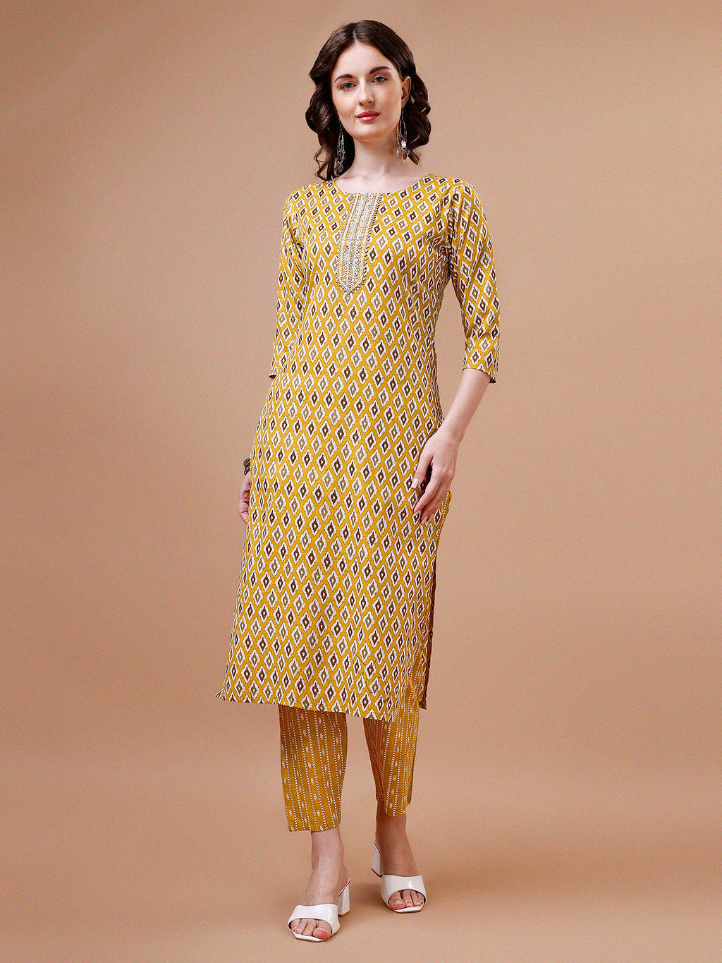 Ethnic Motifs Printed Cotton Kurta With Pant & Dupatta, Multicolor - Hiral Fashion - Distacart