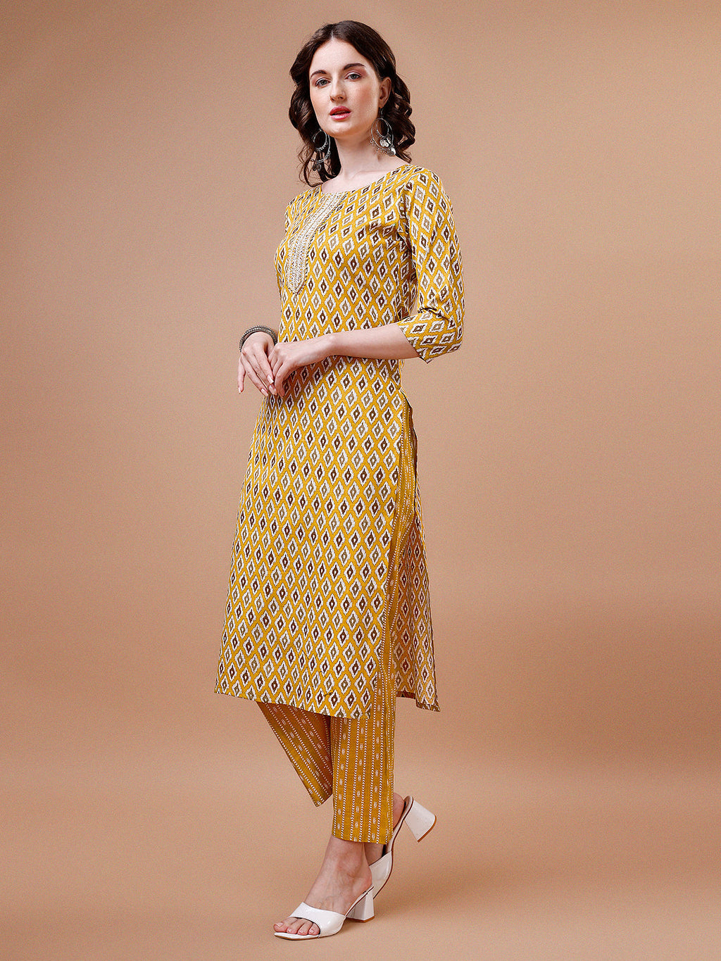 Ethnic Motifs Printed Cotton Kurta With Pant & Dupatta, Multicolor - Hiral Fashion - Distacart