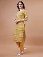 Ethnic Motifs Printed Cotton Kurta With Pant & Dupatta, Multicolor - Hiral Fashion - Distacart