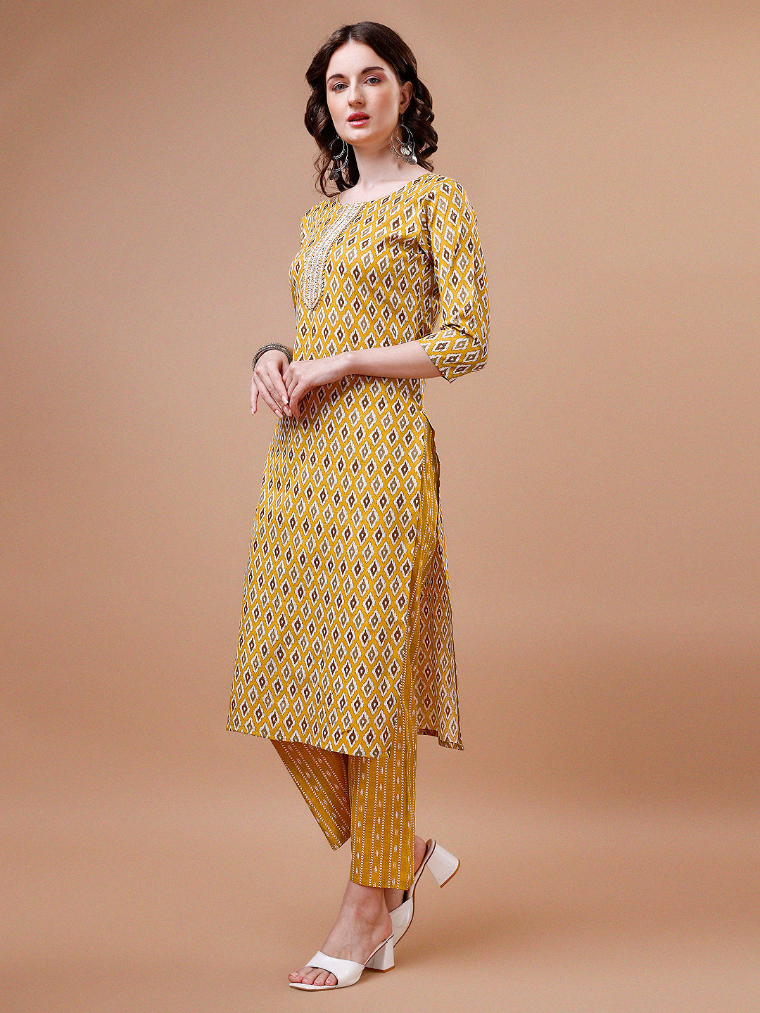 Ethnic Motifs Printed Cotton Kurta With Pant & Dupatta, Multicolor - Hiral Fashion - Distacart
