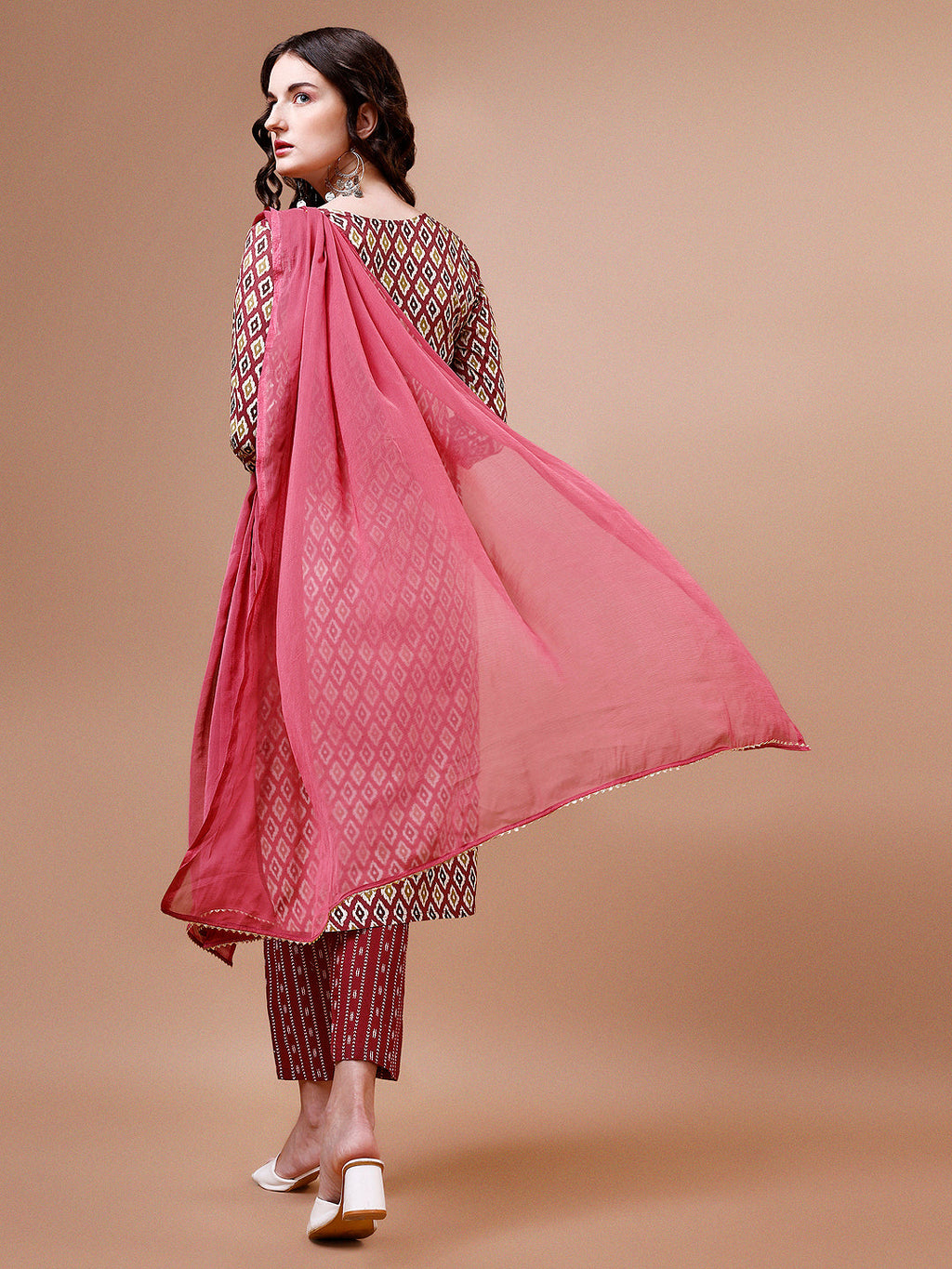 Ethnic Motifs Printed Cotton Kurta With Pant & Dupatta, Multicolor - Hiral Fashion - Distacart