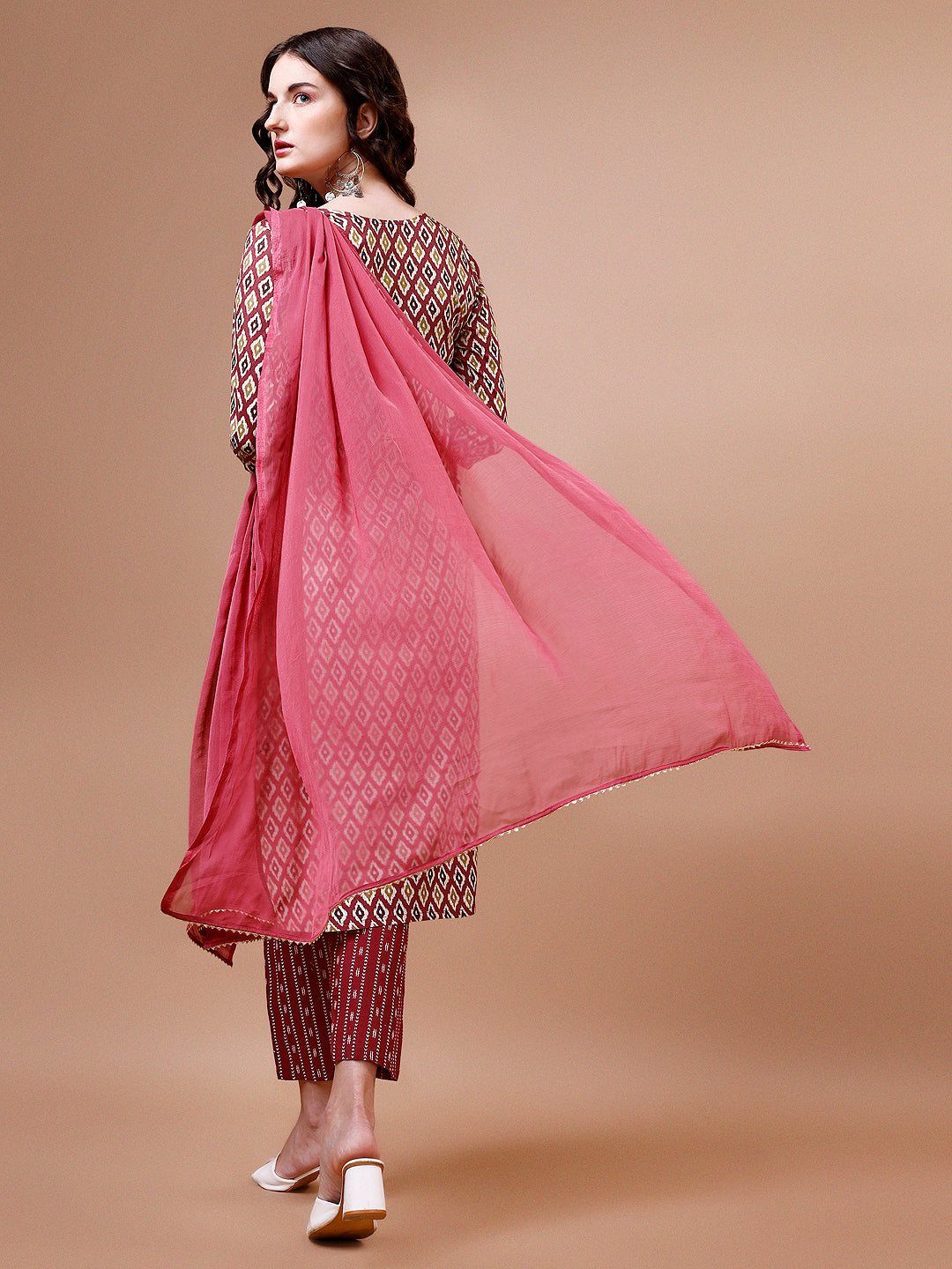 Ethnic Motifs Printed Cotton Kurta With Pant & Dupatta, Multicolor - Hiral Fashion - Distacart