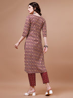 Ethnic Motifs Printed Cotton Kurta With Pant & Dupatta, Multicolor - Hiral Fashion - Distacart
