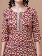 Ethnic Motifs Printed Cotton Kurta With Pant & Dupatta, Multicolor - Hiral Fashion - Distacart