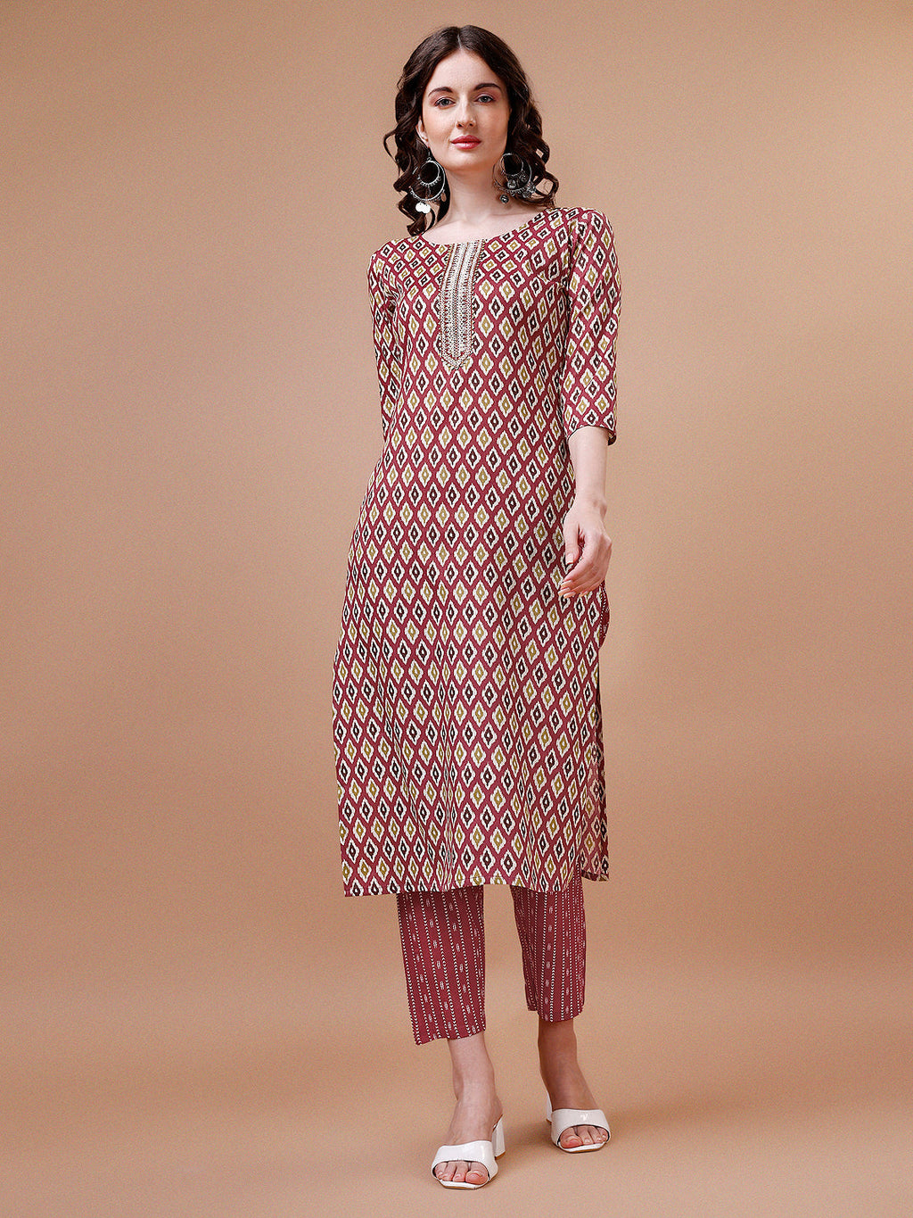 Ethnic Motifs Printed Cotton Kurta With Pant & Dupatta, Multicolor - Hiral Fashion - Distacart