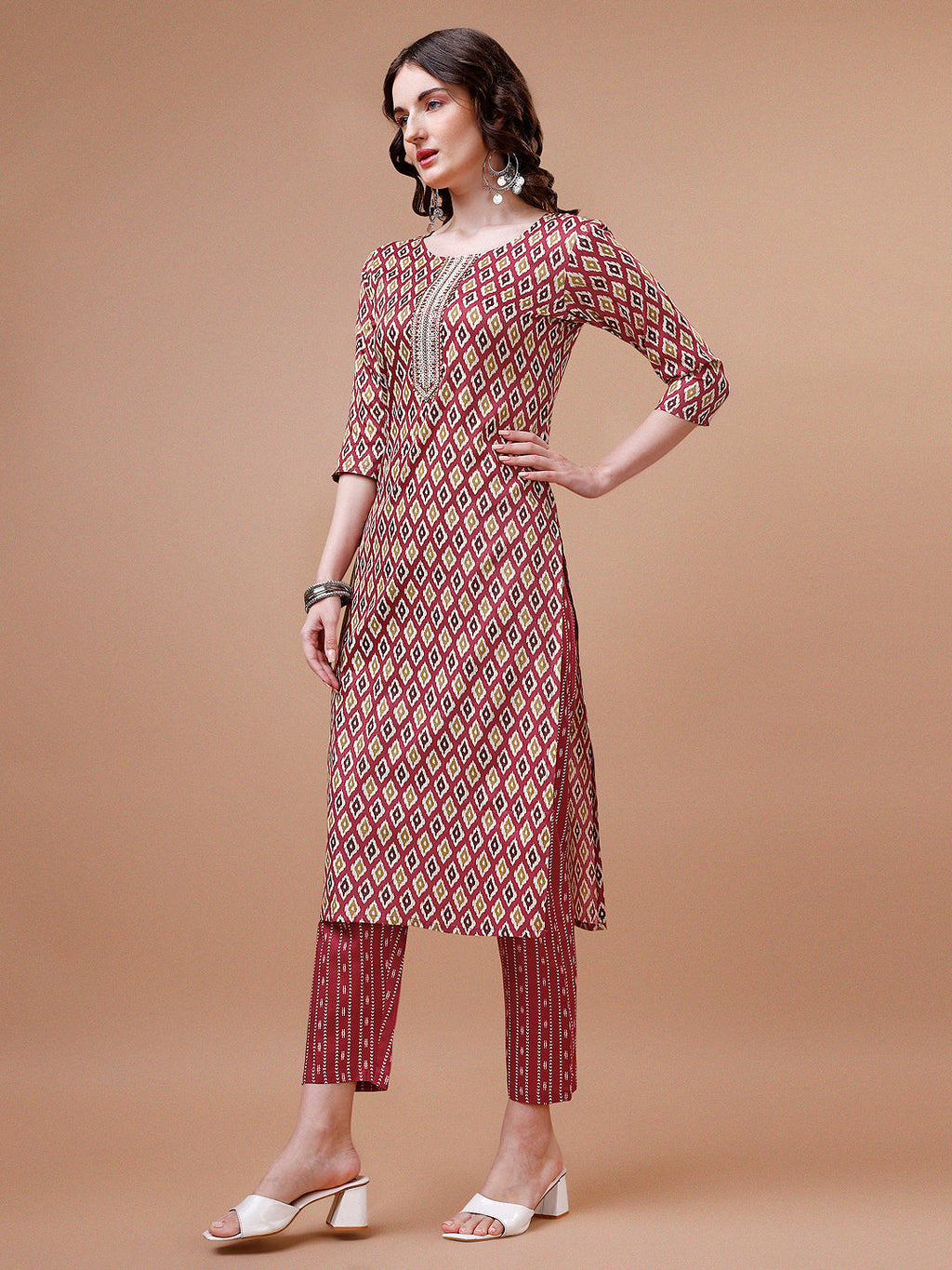 Ethnic Motifs Printed Cotton Kurta With Pant & Dupatta, Multicolor - Hiral Fashion - Distacart
