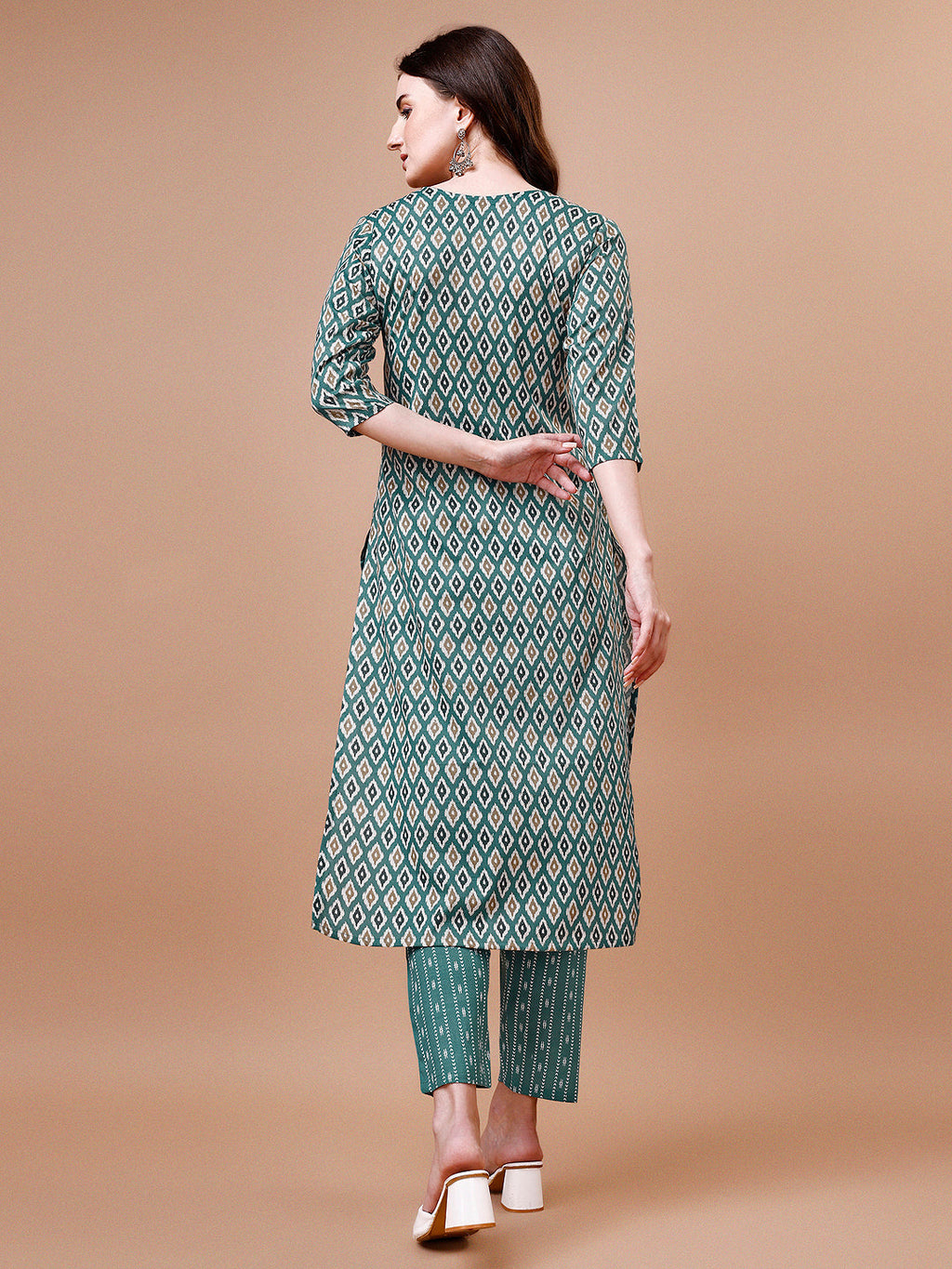 Ethnic Motifs Printed Cotton Kurta With Pant & Dupatta, Multicolor - Hiral Fashion - Distacart