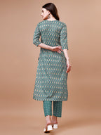 Ethnic Motifs Printed Cotton Kurta With Pant & Dupatta, Multicolor - Hiral Fashion - Distacart