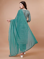 Ethnic Motifs Printed Cotton Kurta With Pant & Dupatta, Multicolor - Hiral Fashion - Distacart