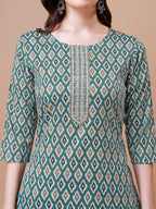Ethnic Motifs Printed Cotton Kurta With Pant & Dupatta, Multicolor - Hiral Fashion - Distacart