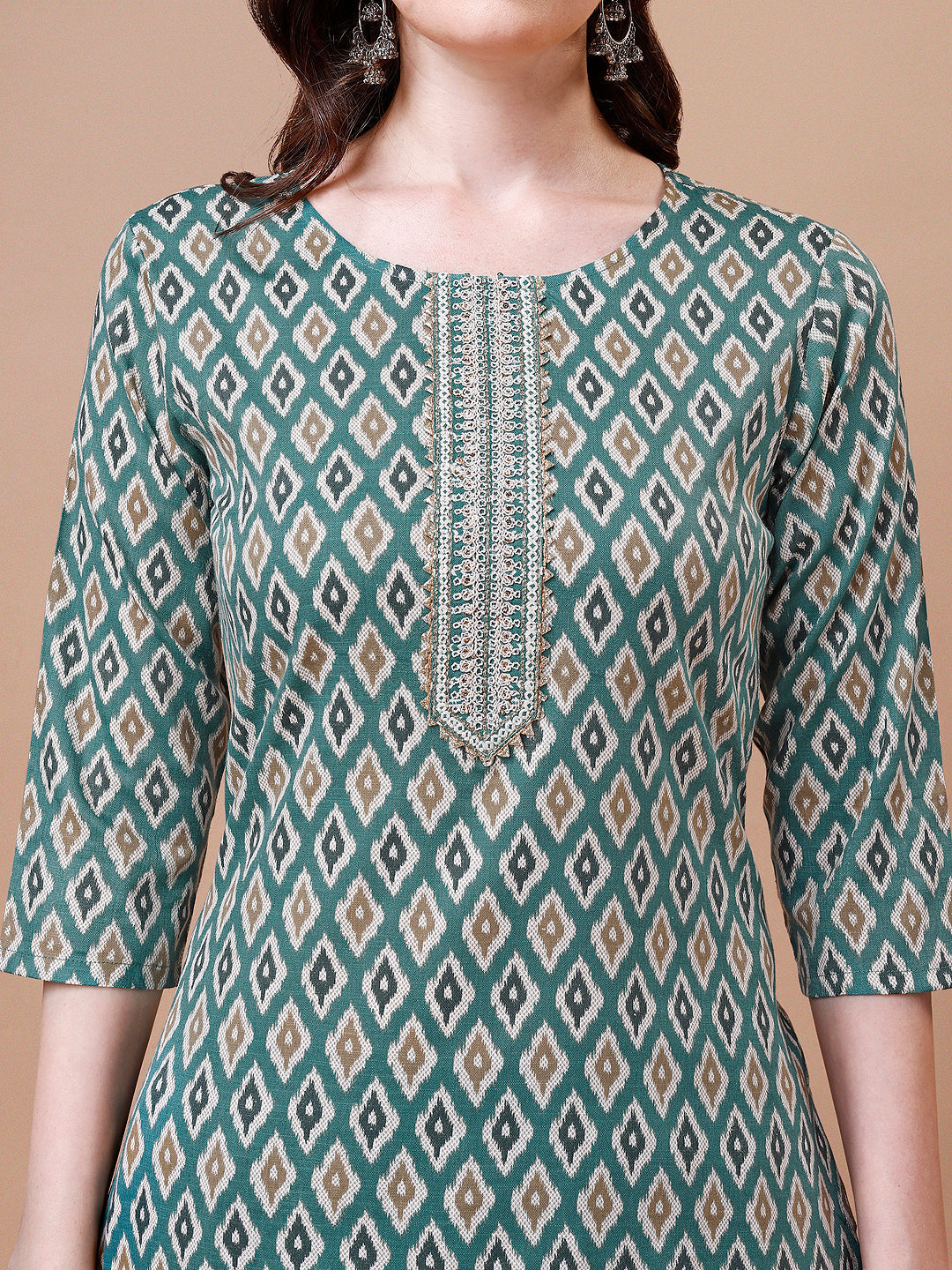 Ethnic Motifs Printed Cotton Kurta With Pant & Dupatta, Multicolor - Hiral Fashion - Distacart