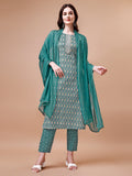 Ethnic Motifs Printed Cotton Kurta With Pant & Dupatta, Multicolor - Hiral Fashion - Distacart