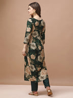 Alia Cut Rayon Embroidered & Floral Printed Kurta With Pant & Dupatta Premium, Multicolor - Hiral Fashion - Distacart