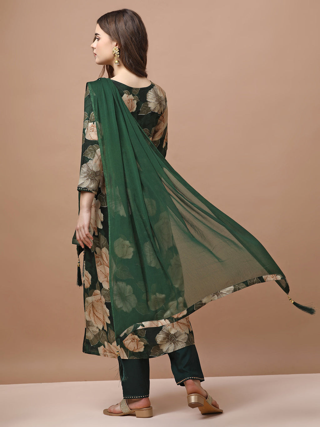 Alia Cut Rayon Embroidered & Floral Printed Kurta With Pant & Dupatta Premium, Multicolor - Hiral Fashion - Distacart
