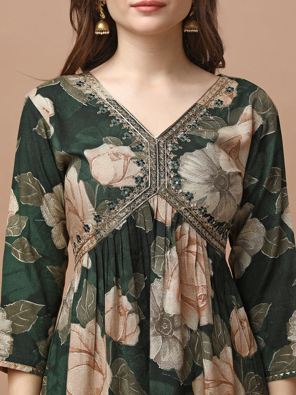 Alia Cut Rayon Embroidered & Floral Printed Kurta With Pant & Dupatta Premium, Multicolor - Hiral Fashion - Distacart
