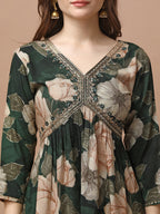 Alia Cut Rayon Embroidered & Floral Printed Kurta With Pant & Dupatta Premium, Multicolor - Hiral Fashion - Distacart