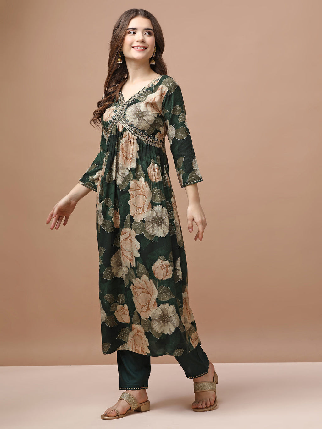 Alia Cut Rayon Embroidered & Floral Printed Kurta With Pant & Dupatta Premium, Multicolor - Hiral Fashion - Distacart
