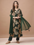Alia Cut Rayon Embroidered & Floral Printed Kurta With Pant & Dupatta Premium, Multicolor - Hiral Fashion - Distacart