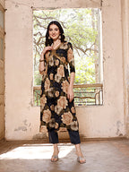 Alia Cut Rayon Embroidered & Floral Printed Kurta With Pant & Dupatta, Multicolor - Hiral Fashion - Distacart