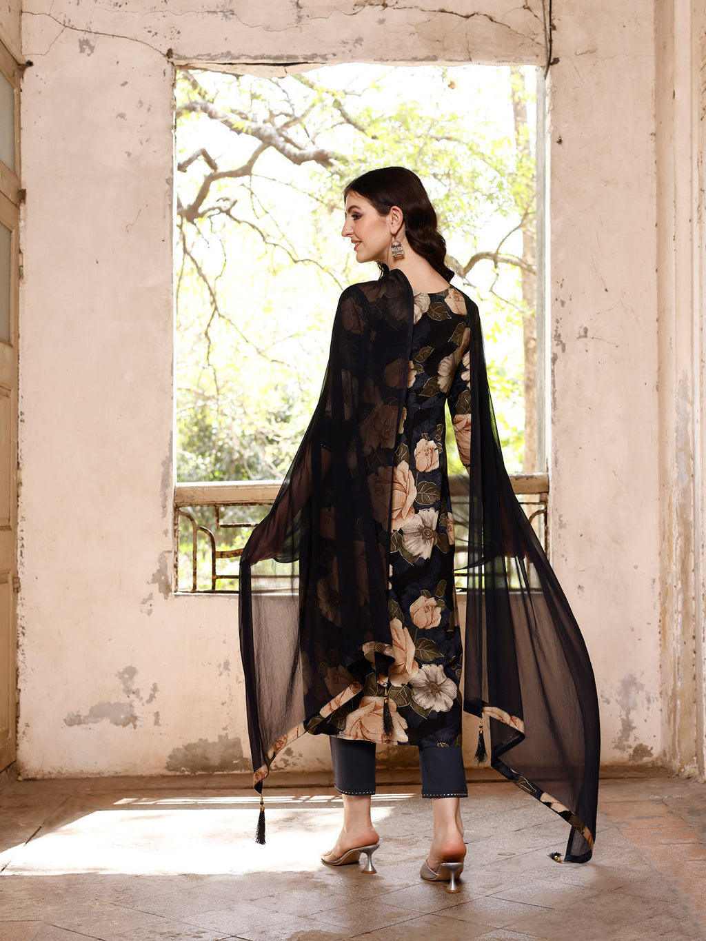 Alia Cut Rayon Embroidered & Floral Printed Kurta With Pant & Dupatta, Multicolor - Hiral Fashion - Distacart
