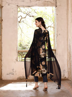 Alia Cut Rayon Embroidered & Floral Printed Kurta With Pant & Dupatta, Multicolor - Hiral Fashion - Distacart