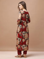 Alia Cut Rayon Embroidered & Floral Printed Kurta With Pant & Dupatta Premium, Multicolor - Hiral Fashion - Distacart