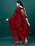 Alia Cut Rayon Embroidered & Floral Printed Kurta With Pant & Dupatta, Multicolor - Hiral Fashion - Distacart