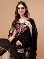 Alia Cut Embroidered & Floral Printed Rayon Kurta With Pant & Dupatta, Multicolor - Hiral Fashion - Distacart