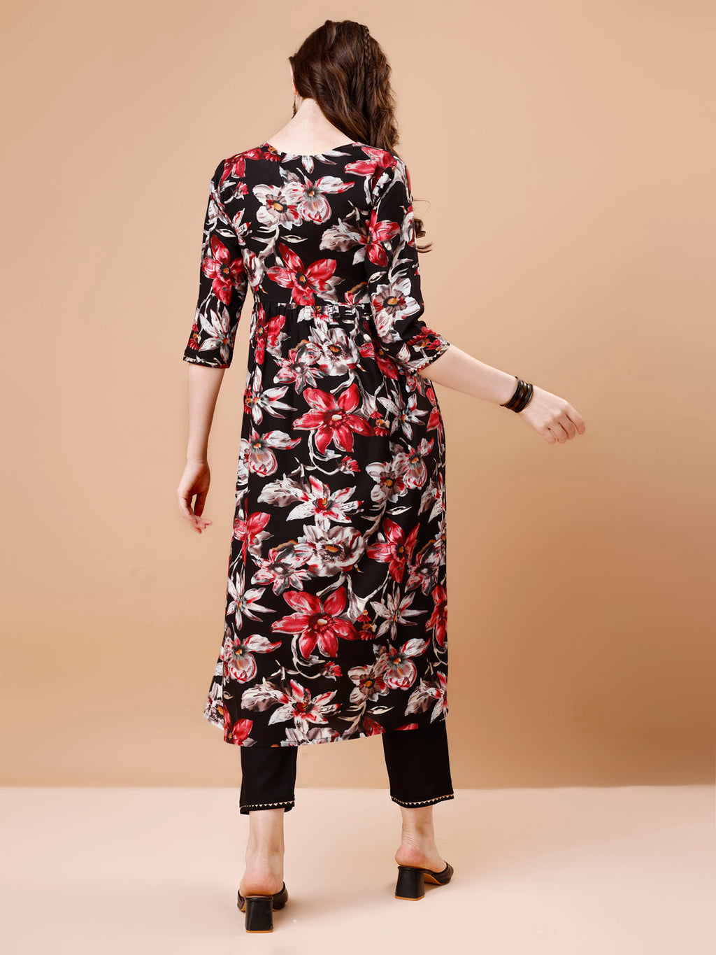 Alia Cut Embroidered & Floral Printed Rayon Kurta With Pant & Dupatta, Multicolor - Hiral Fashion - Distacart