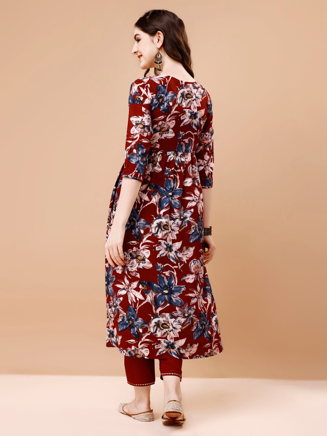 Alia Cut Embroidered & Floral Printed Rayon Kurta With Pant & Dupatta, Multicolor - Hiral Fashion