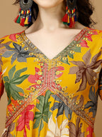 Alia Cut Rayon Embroidered & Floral Printed Kurta With Pant & Dupatta, Multicolor - Hiral Fashion - Distacart