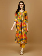 Alia Cut Rayon Embroidered & Floral Printed Kurta With Pant & Dupatta, Multicolor - Hiral Fashion - Distacart