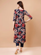Alia Cut Embroidered & Floral Printed Rayon Kurta With Pant & Dupatta, Multicolor - Hiral Fashion