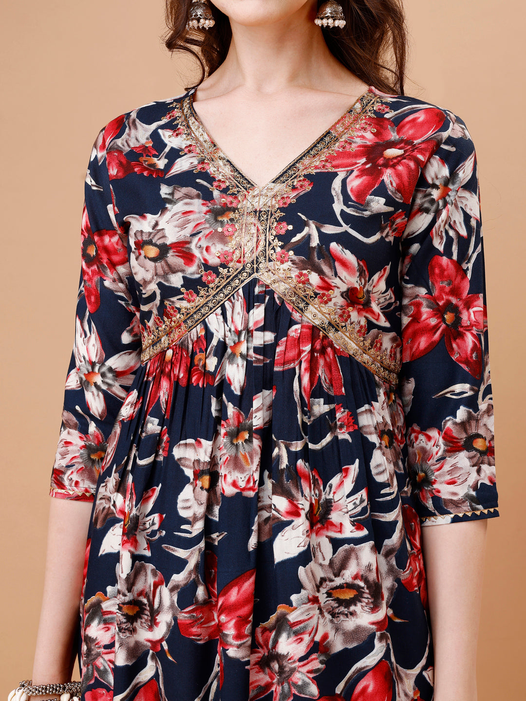 Alia Cut Embroidered & Floral Printed Rayon Kurta With Pant & Dupatta, Multicolor - Hiral Fashion