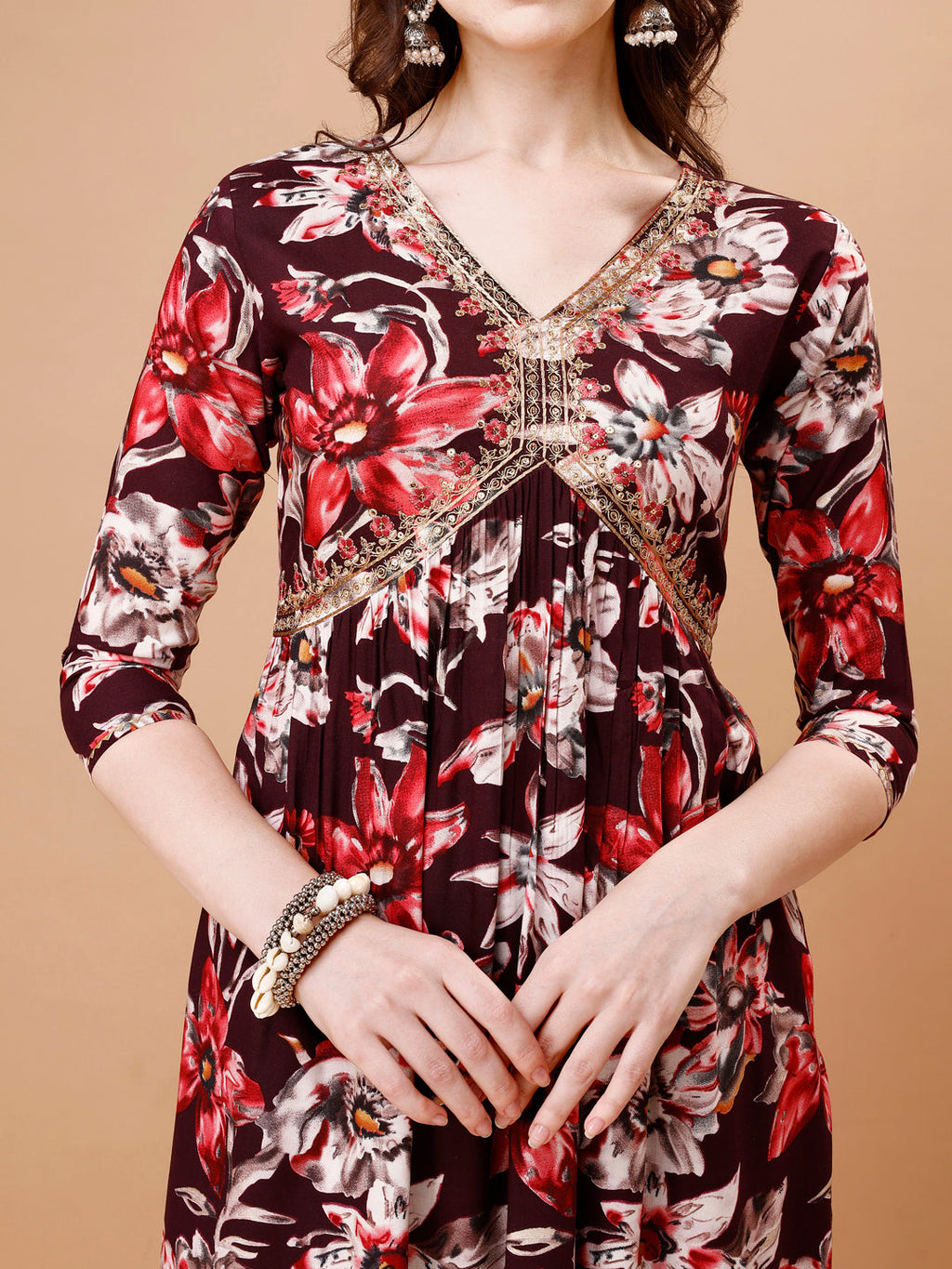 Alia Cut Embroidered & Floral Printed Rayon Kurta With Pant & Dupatta, Multicolor - Hiral Fashion