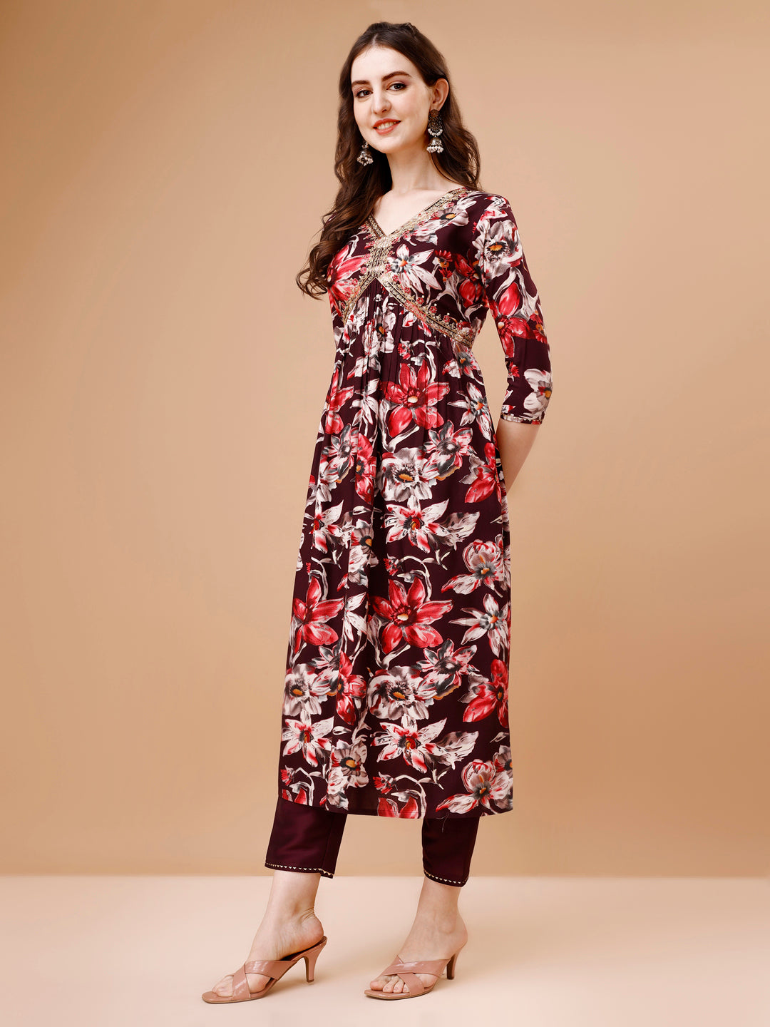 Alia Cut Embroidered & Floral Printed Rayon Kurta With Pant & Dupatta, Multicolor - Hiral Fashion
