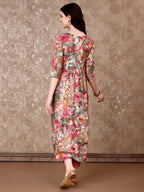 Alia Cut Embroidered & Floral Printed Kurta With Pant & Dupatta Premium Luxury, Multicolor - Hiral Fashion