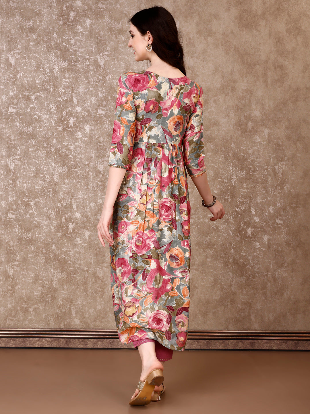 Alia Cut Embroidered & Floral Printed Kurta With Pant & Dupatta Premium Luxury, Multicolor - Hiral Fashion