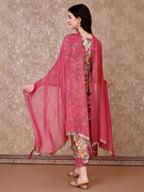 Alia Cut Embroidered & Floral Printed Kurta With Pant & Dupatta Premium Luxury, Multicolor - Hiral Fashion