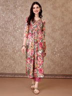 Alia Cut Embroidered & Floral Printed Kurta With Pant & Dupatta Premium Luxury, Multicolor - Hiral Fashion