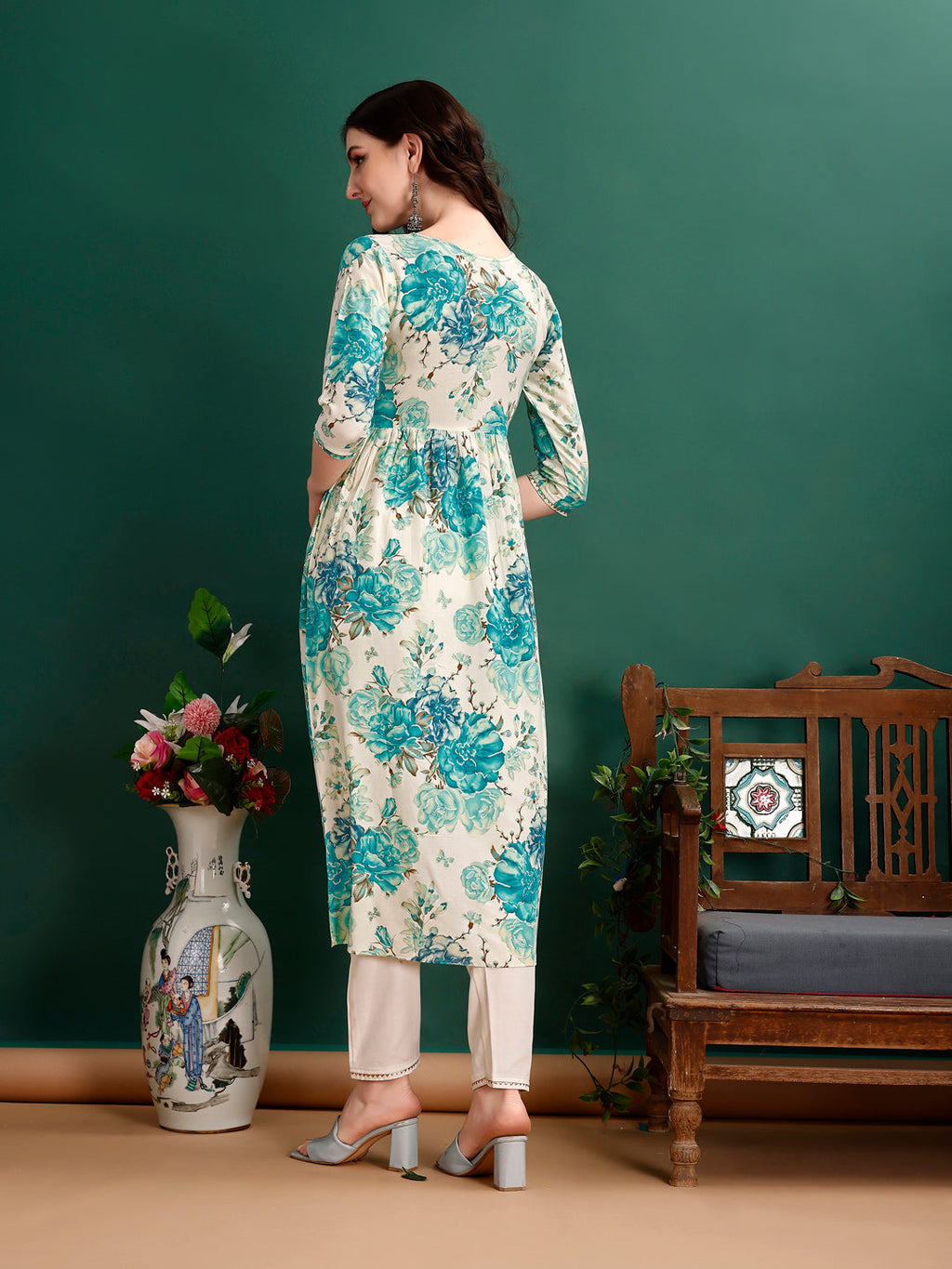 Alia Cut Floral Printed & Embroidered Kurta With Pant & Dupatta Set Premium Luxury, Multicolor - Hiral Fashion