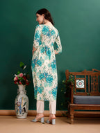 Alia Cut Floral Printed & Embroidered Kurta With Pant & Dupatta Set Premium Luxury, Multicolor - Hiral Fashion