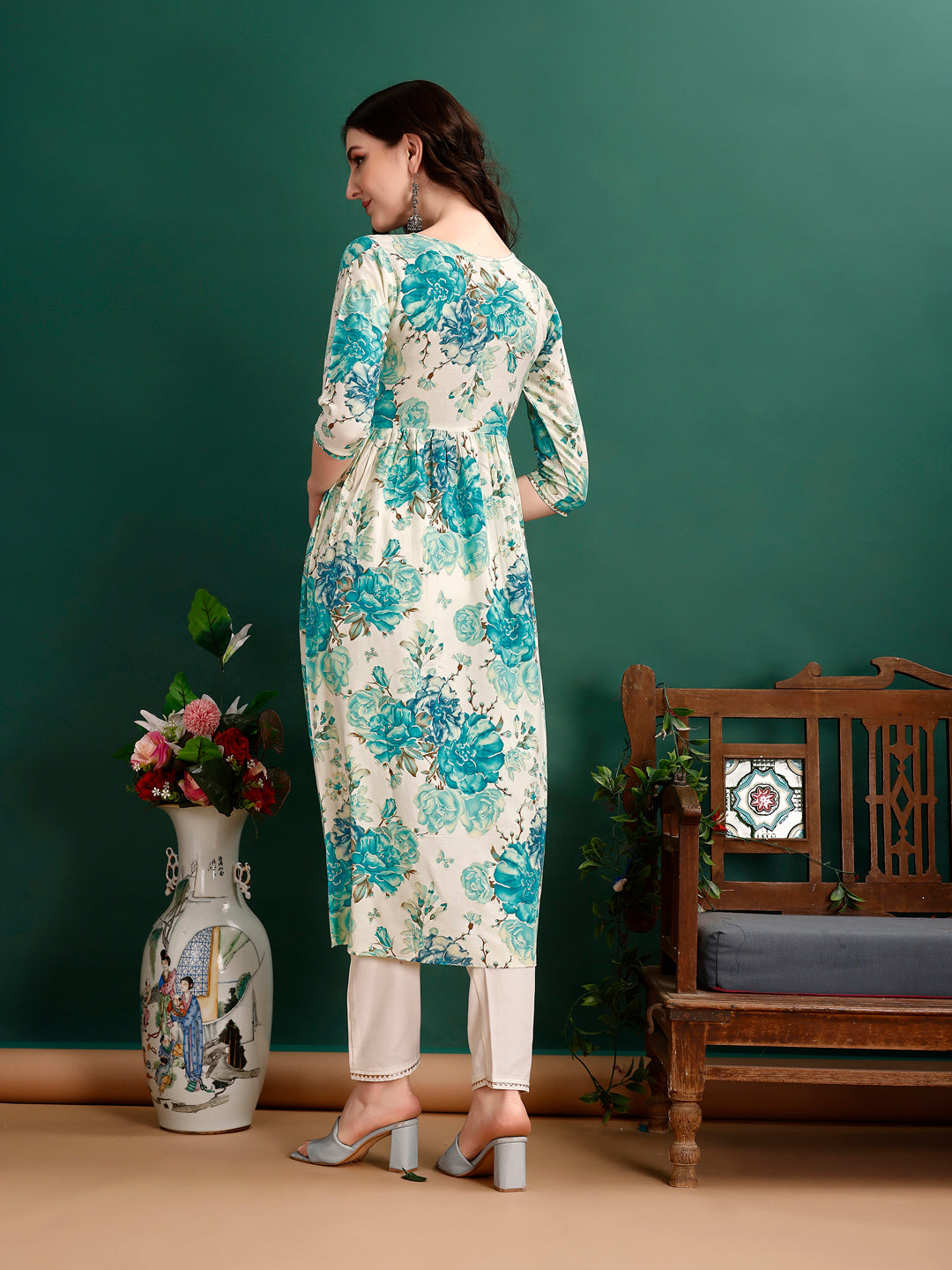 Alia Cut Floral Printed & Embroidered Kurta With Pant & Dupatta Set Premium Luxury, Multicolor - Hiral Fashion