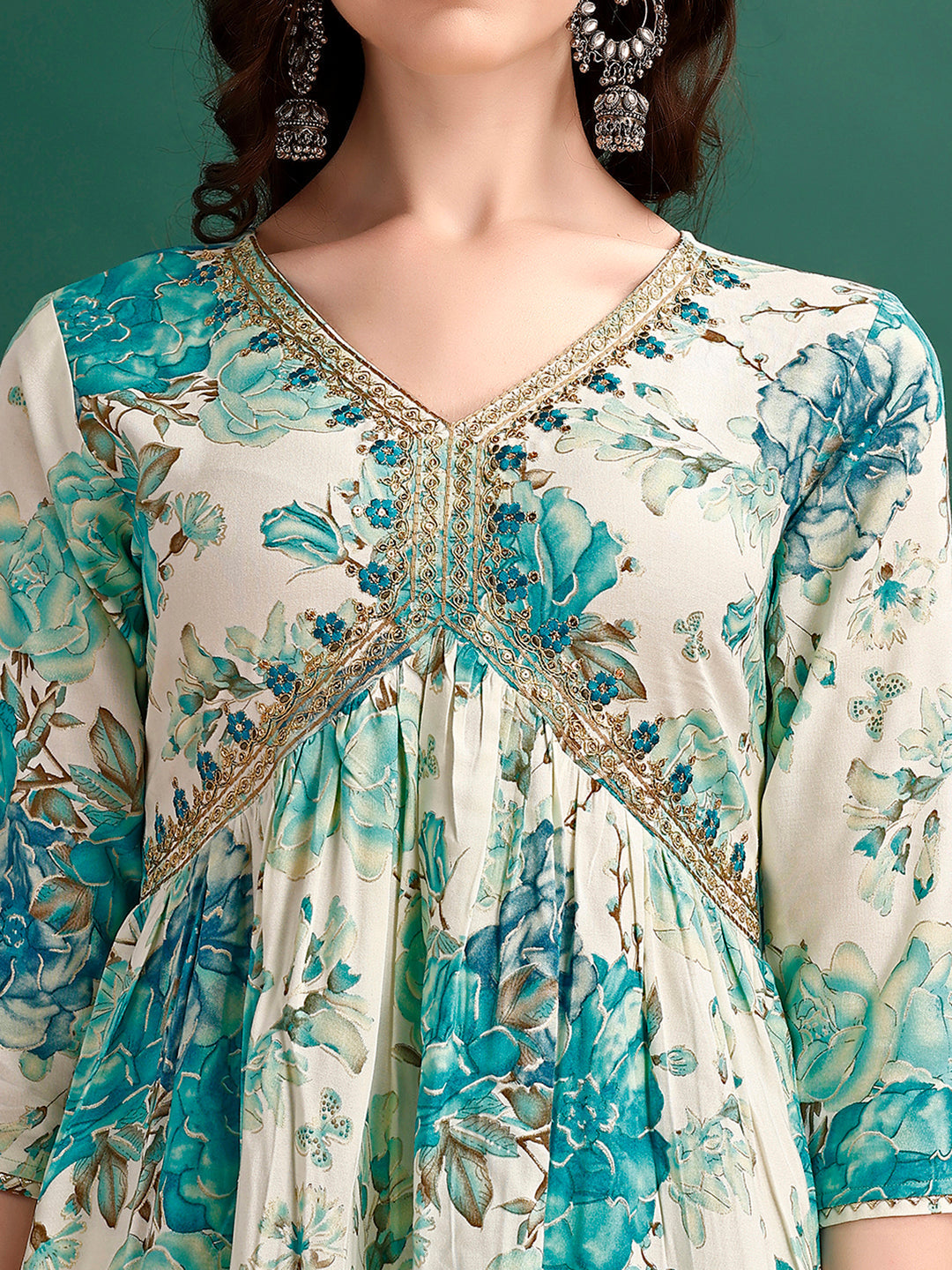 Alia Cut Floral Printed & Embroidered Kurta With Pant & Dupatta Set Premium Luxury, Multicolor - Hiral Fashion
