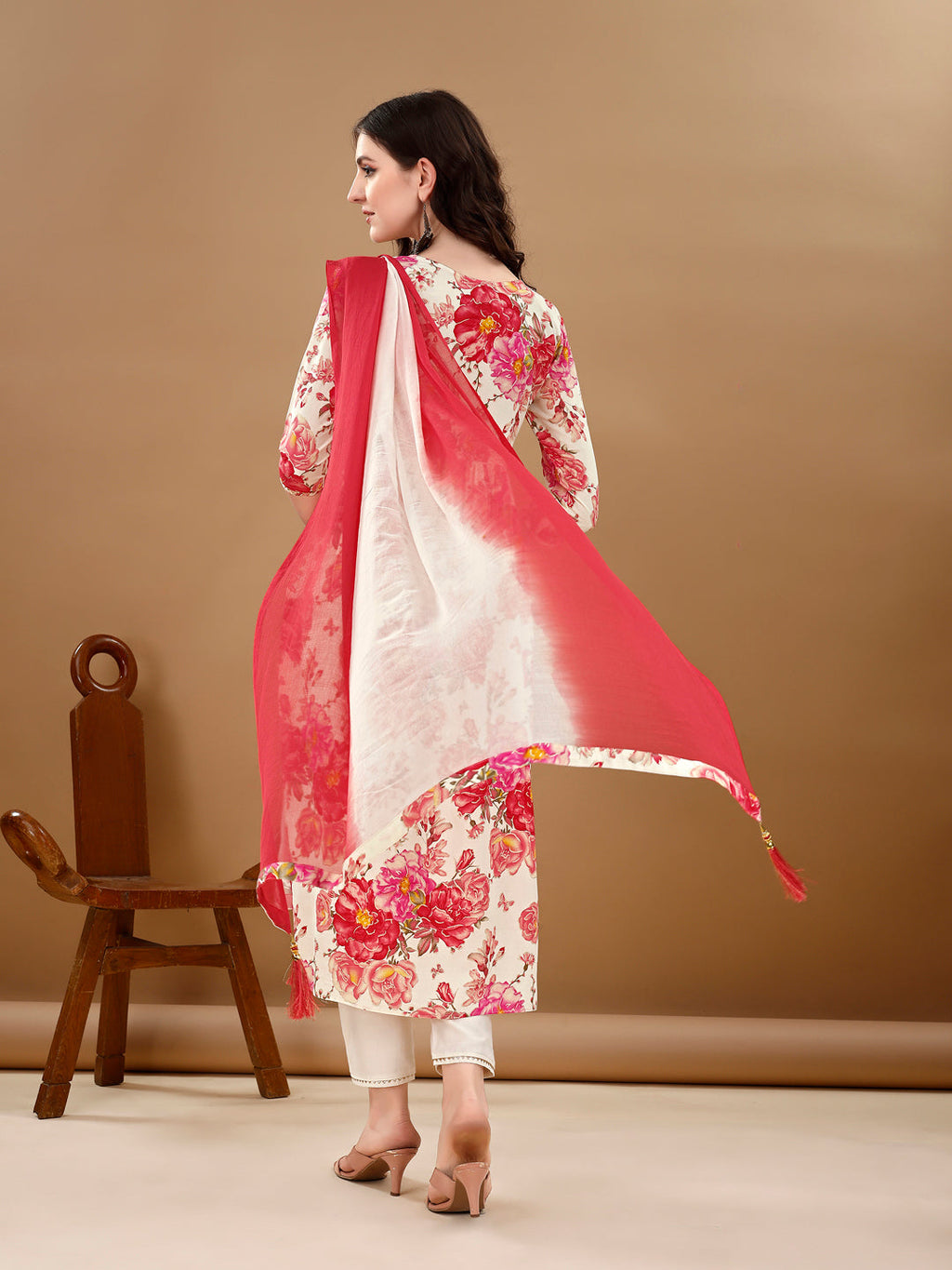 Alia Cut Floral Printed & Embroidered Kurta With Pant & Dupatta Set Premium Luxury, Multicolor - Hiral Fashion - Distacart