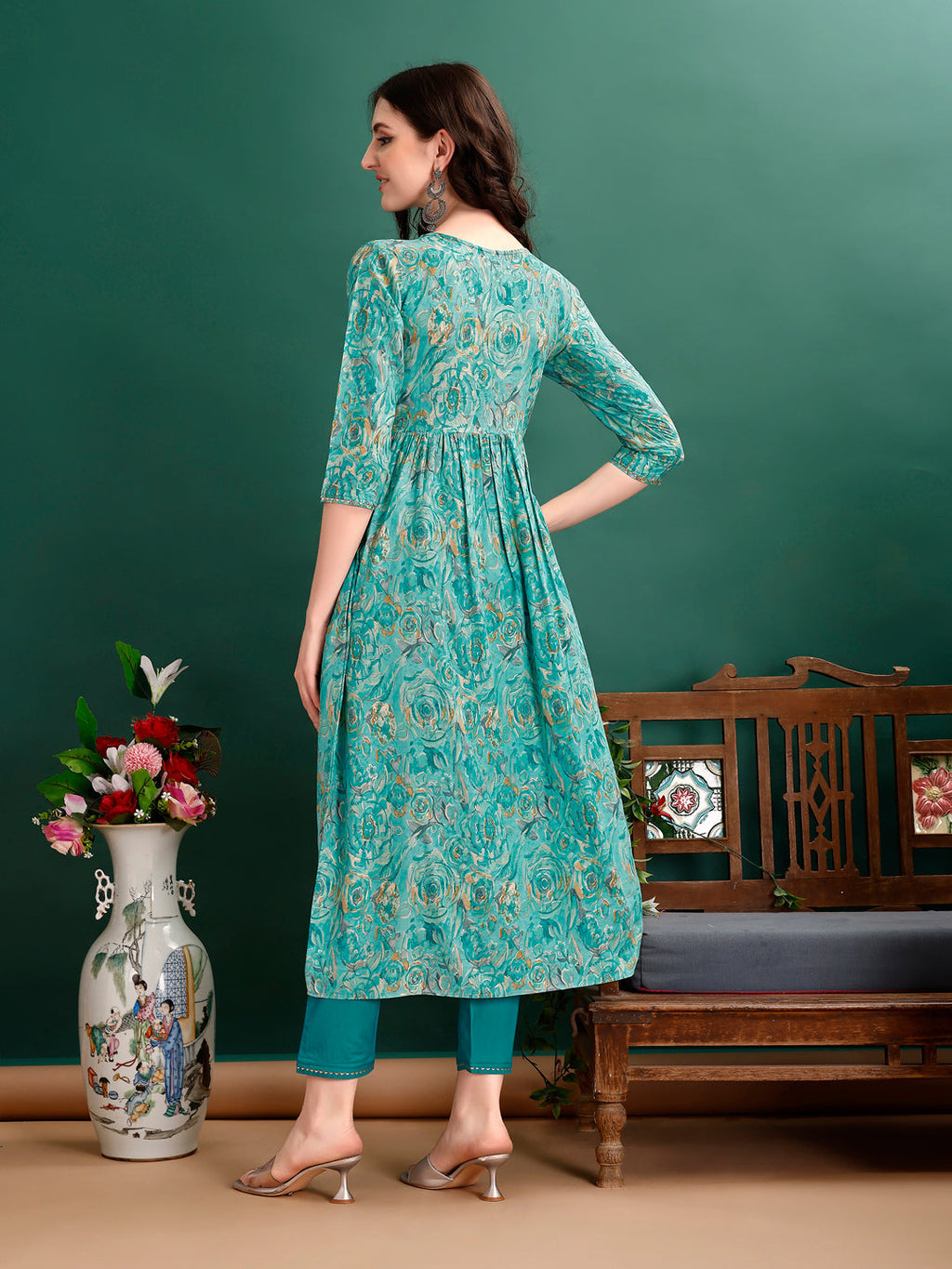 Alia Cut Floral Printed & Embroidered Kurta With Pant & Dupatta Set Luxury Premium, Multicolor - Hiral Fashion